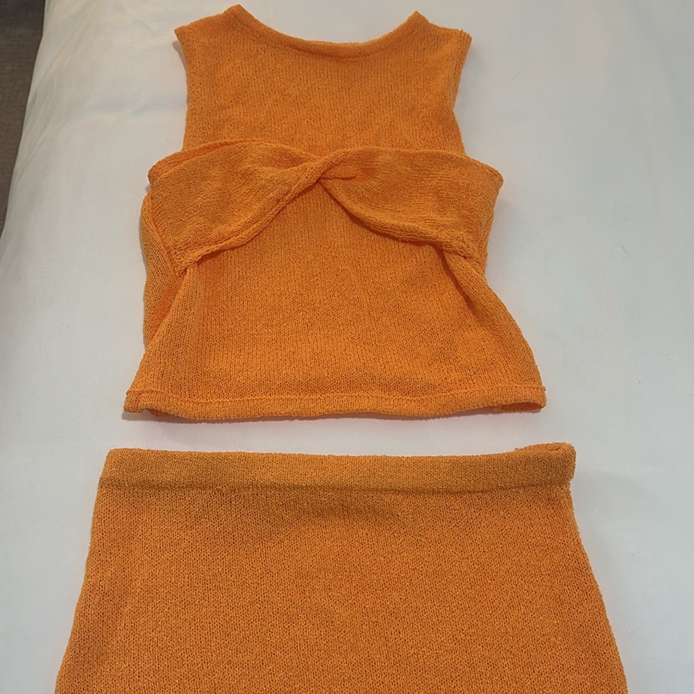 NEW Amazon Orange Sleeveless Knit 2 Piece Set Size S - Picture 7 of 12
